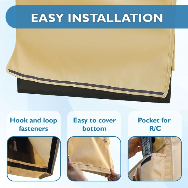 Alt view image 5 of 7 - Outdoor TV Cover 70-75 inch - WITH FRONT FLAP - Weatherproof, Waterproof protection, Soft Interior, With Bottom cover - Beige