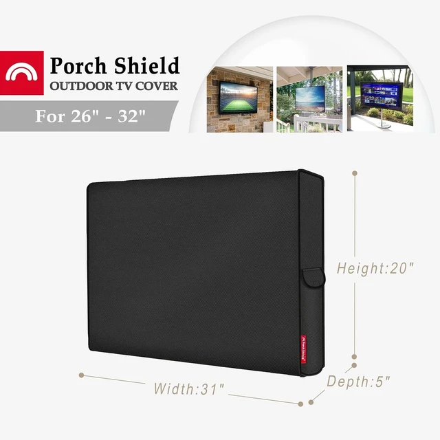 Alt view image 2 of 7 - Porch Shield Outdoor TV Cover for LCD LED Plasma, 26-32 inches, Black