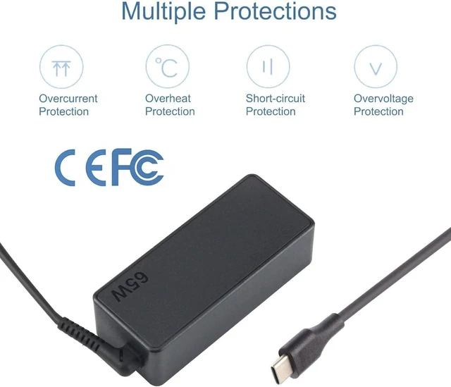 Alt view image 4 of 7 - USB C 65W Laptop Charger Compatible with Lenovo Thinkpad X1 X13 T14 T15