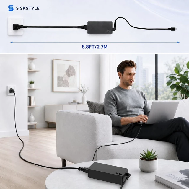 Alt view image 7 of 7 - 65W USB C Laptop Charger, Chromebook Charger for HP Lenovo Dell Acer ASUS