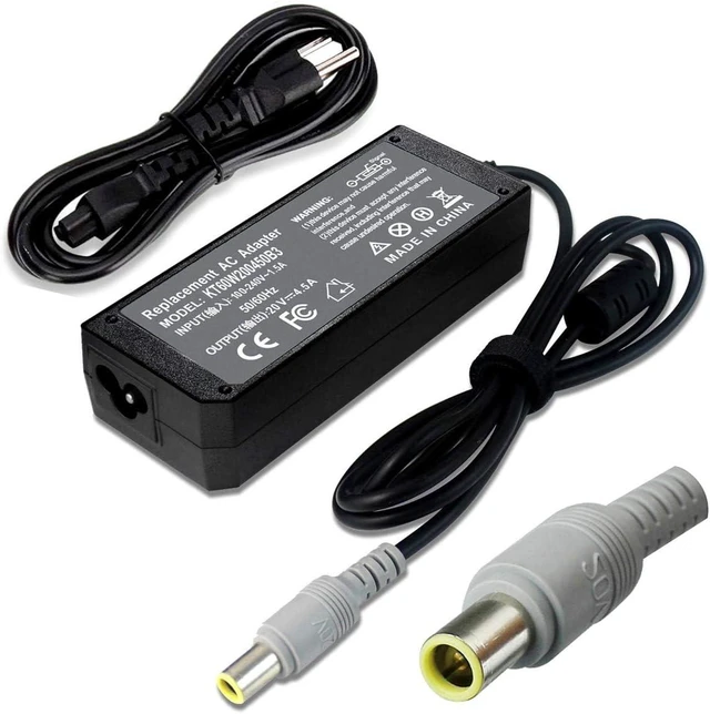 Main image of 90W 20V 4.5A AC Adapter Charger Compatible with Lenovo Thinkpad T60 T61 T400 T410 T420 T430 T500 T510 T520 T530 X60 Z60 X200 X201 X220 X230 X61 L420 L430 Edge 14 15 E420 E430 E530 Power Supply