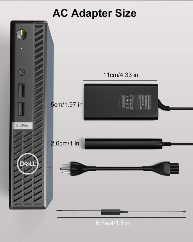 Alt view image 7 of 7 - 90W 130W AC Adapter Compatible with Dell Optiplex 7010 7050 7000