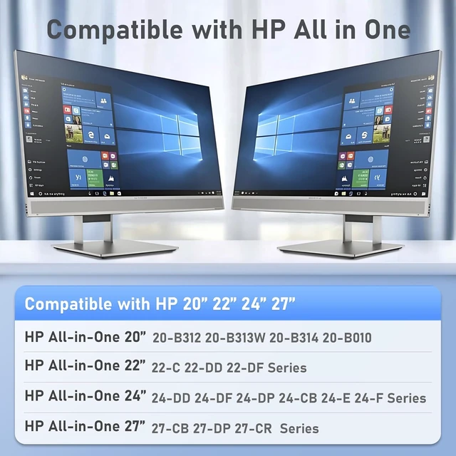 Alt view image 4 of 6 - 90W 65W Power Cord for HP All-in-One Desktop 20" 22" 24" 24-DD 24-DF 24-DP