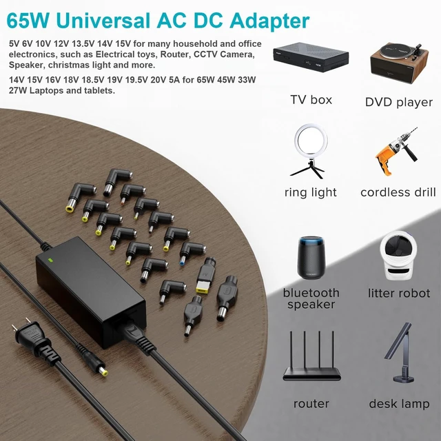 Alt view image 7 of 7 - 65W Laptop Charger 5V6V10V12V13.5V 14V 15V 16V 18V 18.5V 19V 19.5V 20V 5A