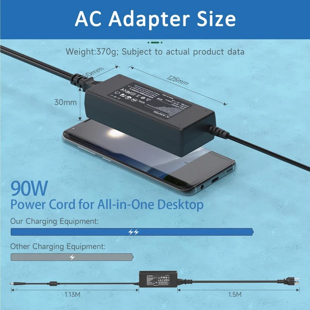 Alt view image 4 of 5 - 90W AC Adapter Charger for HP AllinOne Desktop PC 18 20 23" (Old Model)