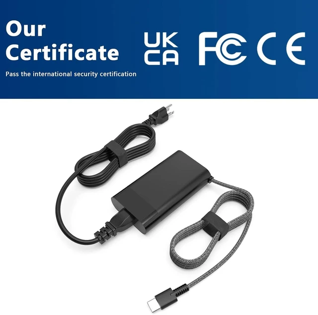 Alt view image 3 of 7 - 65W USB C Laptop Charger fit for HP Omnibook X Ultra Flip 2-in-1 NGAI PC Omnibook 17 16 14 14t-fh000 17-dd0047nr 16t-as00 14z-kc000 14t-ka000 14 inch Notebook Next Gen AI PC Laptop Power adapter