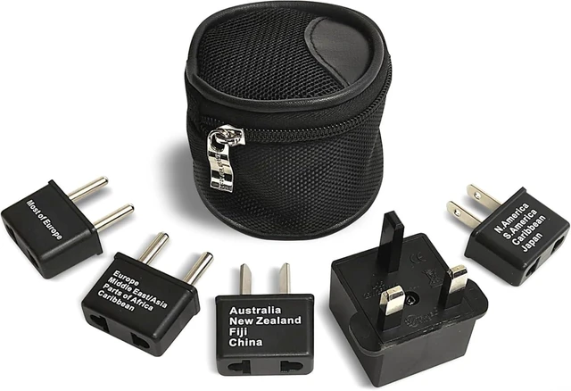 Main image of Ceptics Universal Travel Adapter, 5 Piece Set, Type A,C,E/F,G,I Plugs