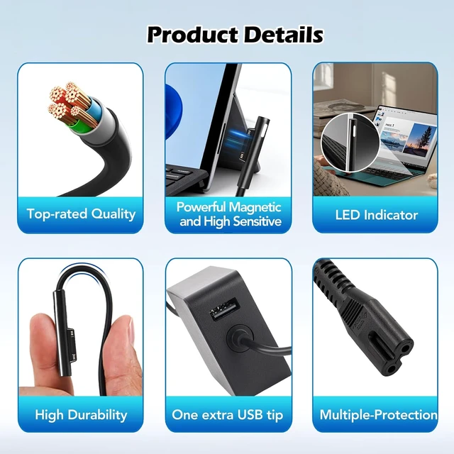Alt view image 3 of 7 - 65W Surface Pro Laptop Charger Power Supply Adapter