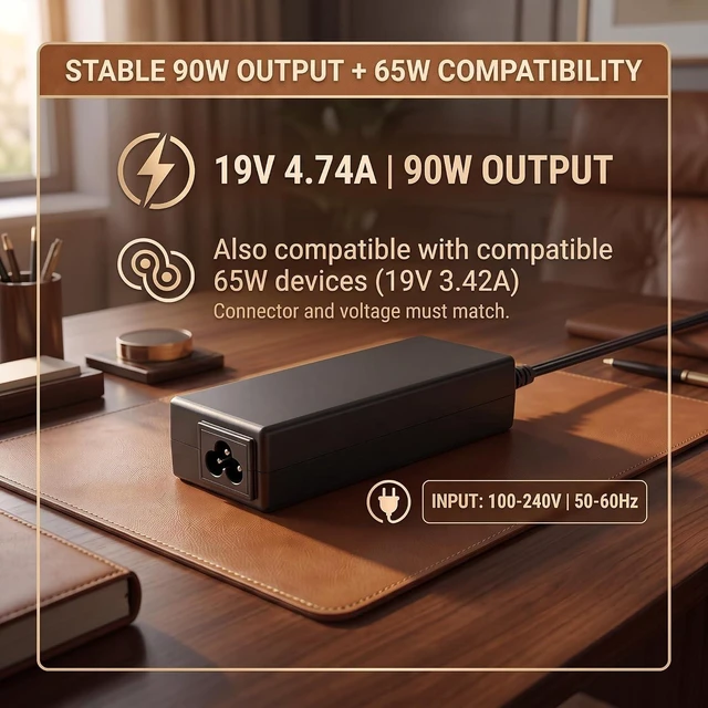 Alt view image 3 of 7 - 90W Power Supply for HP All-in-One PC 18 20 23", 19V 4.74A 7.4x5.0mm