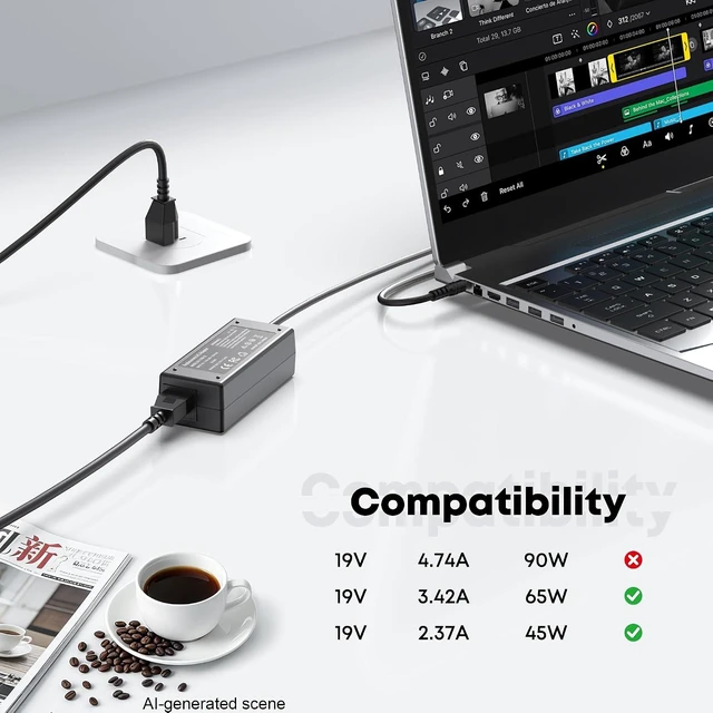 Alt view image 3 of 7 - WZXHU 65W Laptop Charger for Acer Aspire E15 E5-575 V5 M5 V3 R3 E1 E5 V7 R7