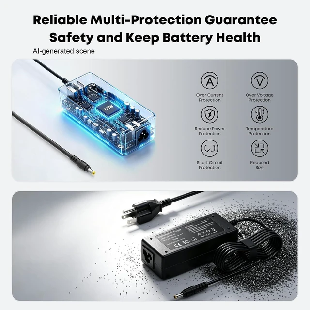 Alt view image 4 of 7 - WZXHU 65W Laptop Charger for Acer Aspire E15 E5-575 V5 M5 V3 R3 E1 E5 V7 R7