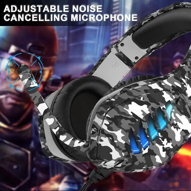 Alt view image 3 of 6 - Gaming Headset with Microphone - for PC, PS4, PS5, Switch, Xbox One, Xbox Series X|S - 3.5mm Jack Gamer Headphone with Noise Canceling Mic (Camo Black)