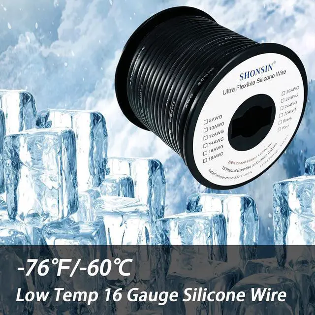 Alt view image 5 of 7 - 16 Gauge Silicone Wire Spool 100FT Black, Extremely Flexible 16 AWG Automotive Wire, 252 Strands 0.08mm Tinned Stranded Copper (1.27mm2) High Temp 392/200 Rating 20 Amp 600V