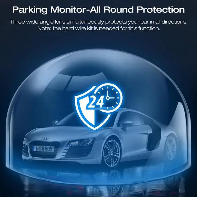 Alt view image 3 of 7 - 4K Dash Cam Front and Rear Inside 3 Channel Dashcam,CAMPARK 4K+1080P Front and Inside Dual Dash Cam,1440P+1080P+1080P Triple Car Camera,IR Night Vision,Capacitor,Parking Mode,G-Sensor,Support 256GB