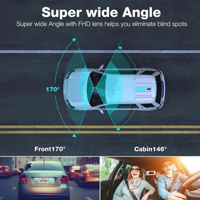 Alt view image 6 of 7 - CAMPARK  Dash Cam Front and Inside Built-in GPS 1080P Dual Dash Camera for Cars with Infrared Night Vision, WDR, Parking Monitor, G-Sensor, Support 256GB