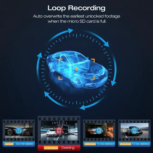 Alt view image 5 of 7 - CAMPARK 4K Dash Cam 3 Channel 1440P+1080P+1080P Car Camera Driving Recorder with IR Night Vision, Capacitor, Parking Mode, G-Sensor, Support 256GB