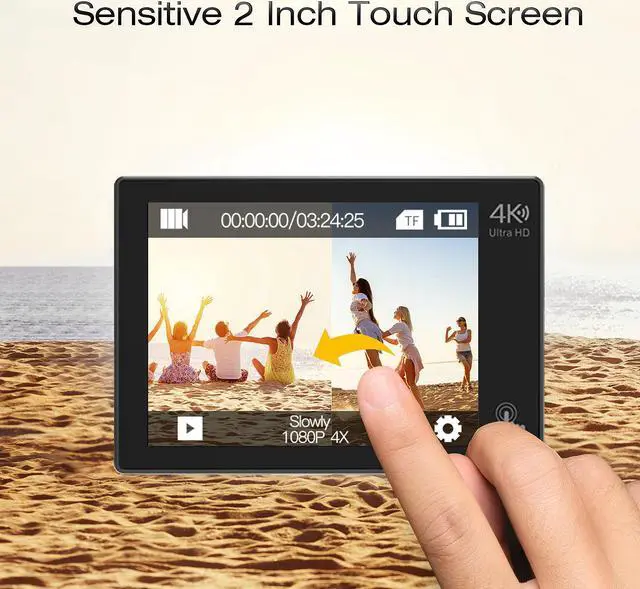 Alt view image 3 of 7 - CAMPARK Action Camera 4K 20MP Touch Screen WiFi Vlog Camera with Dual Color Screen EIS Sony Sensor Remote Control 131ft Underwater Waterproof Camera with 2 Batteries and Mounting Kits