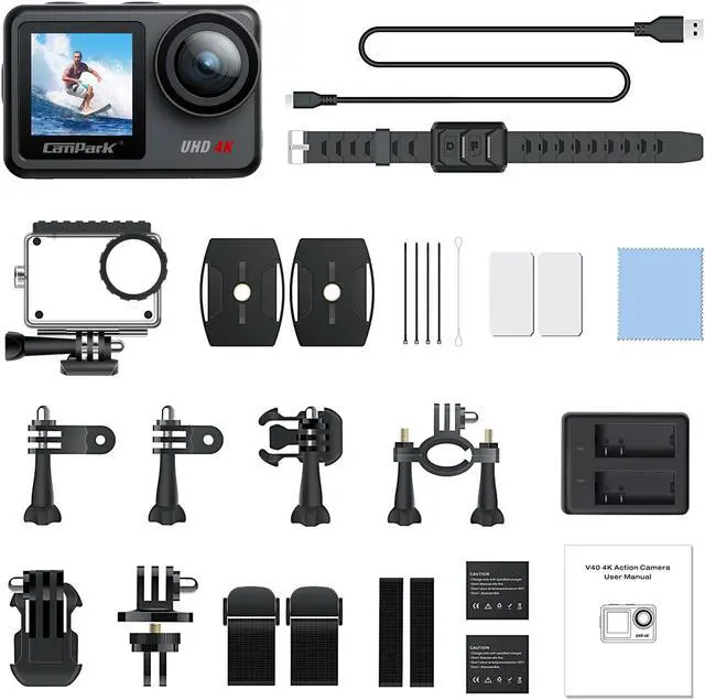 Alt view image 7 of 7 - CAMPARK Action Camera 4K 20MP Waterproof Camera Dual Screen WiFi Touch Screen Vlog Camera EIS Remote Control 131ft Underwater Sport Camera with 2 x 1350mAh Batteries and Accessories Kits
