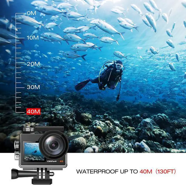 Alt view image 7 of 7 - CAMPARK Action Camera 4K 20MP Touch Screen WiFi Vlog Camera with Dual Color Screen EIS Sony Sensor Remote Control 131ft Underwater Waterproof Camera with 2 Batteries and Mounting Kits