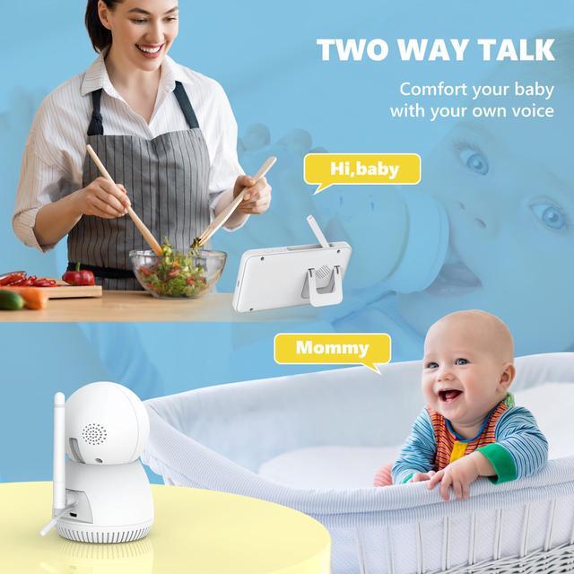 Alt view image 3 of 7 - CAMPARK Video Baby Monitor,5” LCD Screen 1080P Baby Monitor with Camera, Two Way Talk,Infrared Night vision,Temperature monitor and Alert,VOX Mode, 8 Lullabies Remote Pan 355°and Tilt 110°Baby Care Ca