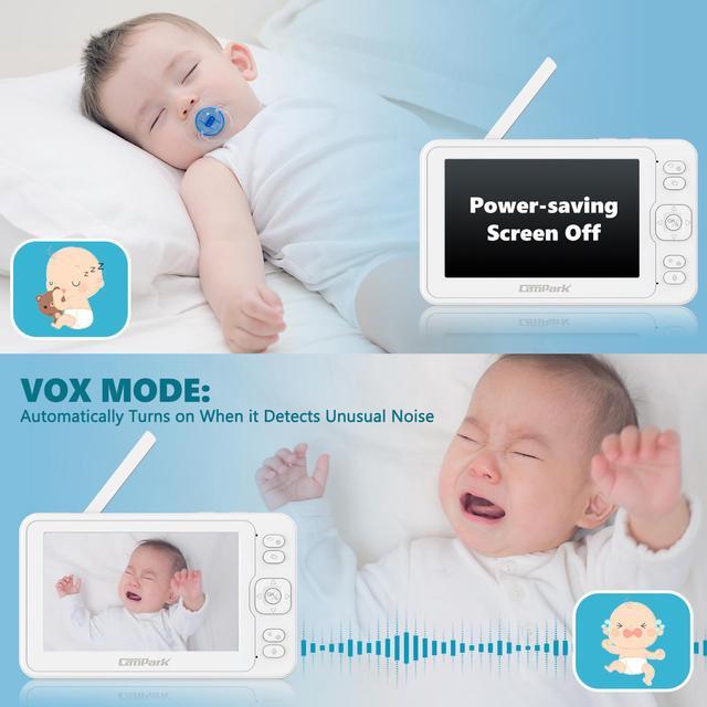 Alt view image 5 of 7 - CAMPARK Video Baby Monitor,5” LCD Screen 1080P Baby Monitor with Camera, Two Way Talk,Infrared Night vision,Temperature monitor and Alert,VOX Mode, 8 Lullabies Remote Pan 355°and Tilt 110°Baby Care Ca