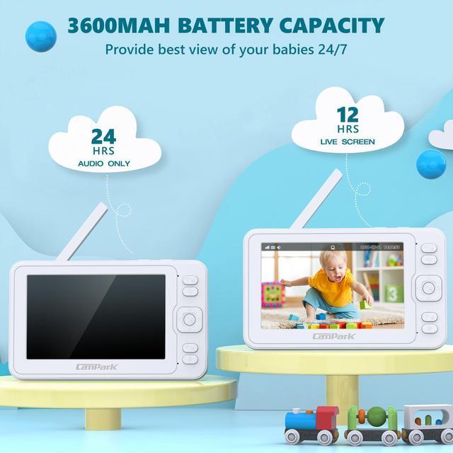 Alt view image 7 of 7 - CAMPARK Video Baby Monitor,5” LCD Screen 1080P Baby Monitor with Camera, Two Way Talk,Infrared Night vision,Temperature monitor and Alert,VOX Mode, 8 Lullabies Remote Pan 355°and Tilt 110°Baby Care Ca