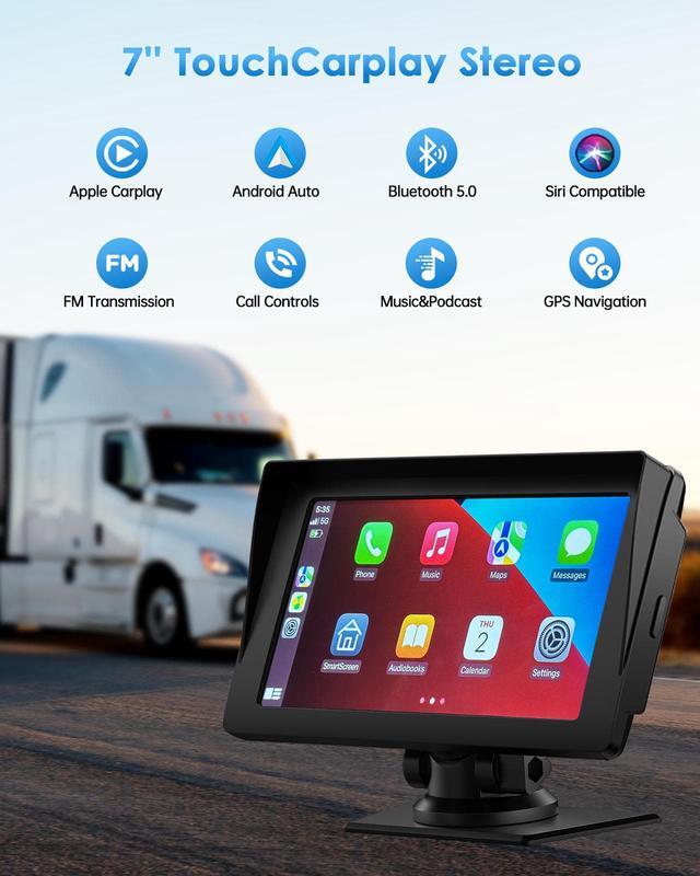 Alt view image 3 of 7 - CAMPARK Wireless Apple Carplay Car Stereo, Portable Dash Mount Android Auto Car Play Screen, 7 Inch Touchscreen Radio Receiver with Siri/Google Assistant, GPS Navigation, Bluetooth Muisc, FM