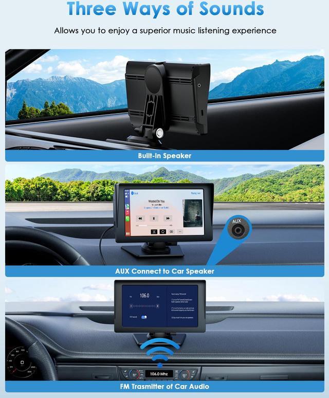 Alt view image 8 of 7 - CAMPARK Wireless Apple Carplay Car Stereo, Portable Dash Mount Android Auto Car Play Screen, 7 Inch Touchscreen Radio Receiver with Siri/Google Assistant, GPS Navigation, Bluetooth Muisc, FM