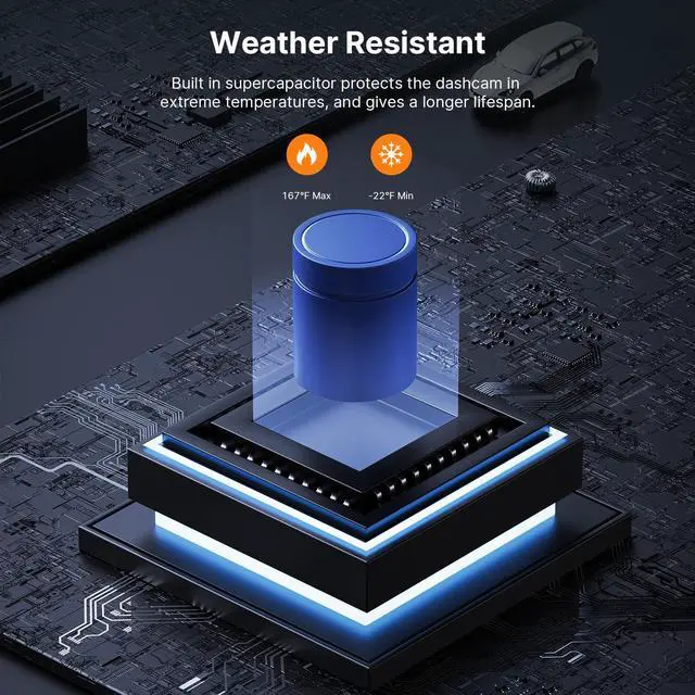 Alt view image 6 of 7 - CAMPARK 4K Dash Cam 3 Channel 1440P+1080P+1080P Car Camera with a 64GB SD Card Driving Recorder with IR Night Vision, Capacitor, Parking Mode, G-Senso