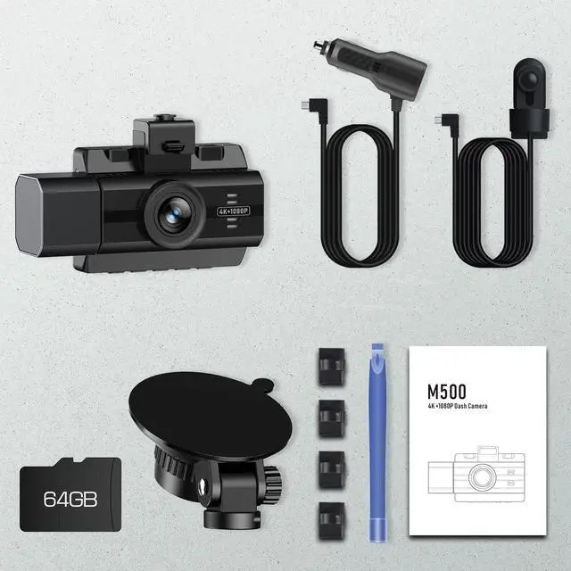 Alt view image 7 of 7 - CAMPARK 4K Dash Cam 3 Channel 1440P+1080P+1080P Car Camera with a 64GB SD Card Driving Recorder with IR Night Vision, Capacitor, Parking Mode, G-Senso