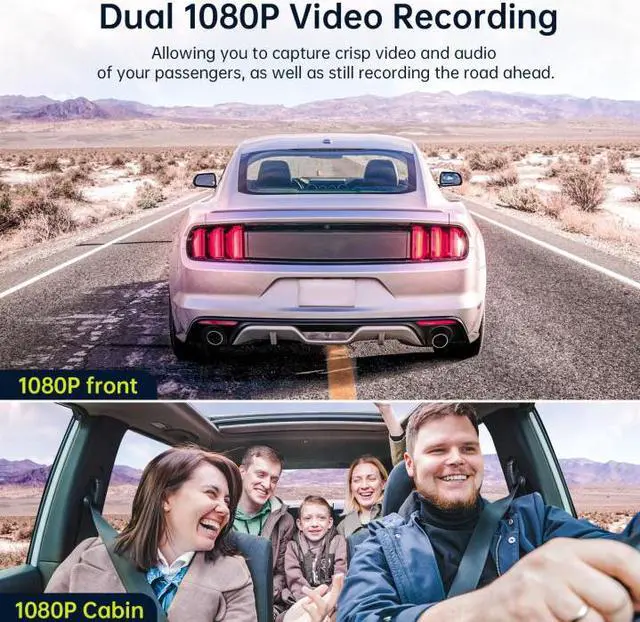 Alt view image 2 of 7 - CAMPRAK Dual Dash Cam with 64GB SD Card FHD 1080P Front and Inside Dash Camera Infrared Night Vision Car Camera with 1.5" LCD Display Parking Mode G-Sensor Loop Recording HDR