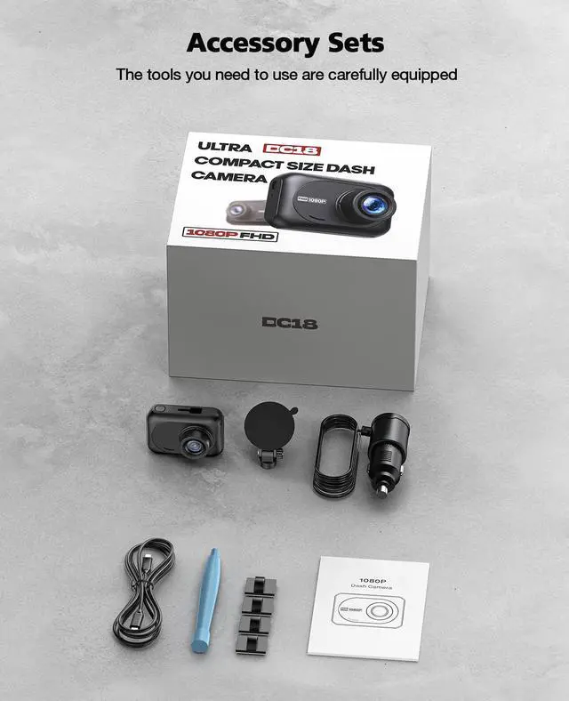 Alt view image 7 of 7 - CAMPARK  DC18 Dash Cam Front 1080P FHD 2.45" Dash Camera for Cars 170° Wide Angle Car Camera with Super Night Vision, WDR, G-Sensor, Loop Recording