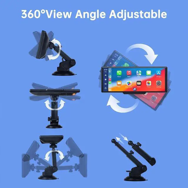 Alt view image 6 of 7 - LAMTTO 9.26" Wireless Car Stereo Apple Carplay with 2K Dash Cam, 1080P Backup Camera, Portable Touchscreen GPS Navigation for Car, Car Stereo Receiver with Bluetooth, AirPlay, AUX/FM, Googel, Siri