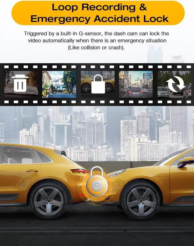 Alt view image 3 of 5 - CAMPARK 2.5K Mirror Dash Cam for Car, Dual Dash Camera Front and Rear w/10" Full Touch Screen, Rear View Mirror Camera, 1080P Waterproof Reverse Backup Camera, Parking Assist, Loop Recording, G-Sensor