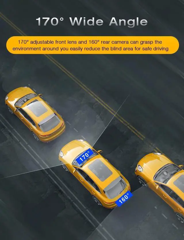 Alt view image 2 of 5 - CAMPARK 2.5K Mirror Dash Cam for Car, Dual Dash Camera Front and Rear w/10" Full Touch Screen, Rear View Mirror Camera, 1080P Waterproof Reverse Backup Camera, Parking Assist, Loop Recording, G-Sensor