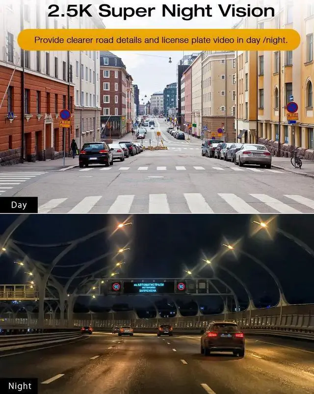 Alt view image 5 of 5 - CAMPARK 2.5K Mirror Dash Cam for Car, Dual Dash Camera Front and Rear w/10" Full Touch Screen, Rear View Mirror Camera, 1080P Waterproof Reverse Backup Camera, Parking Assist, Loop Recording, G-Sensor