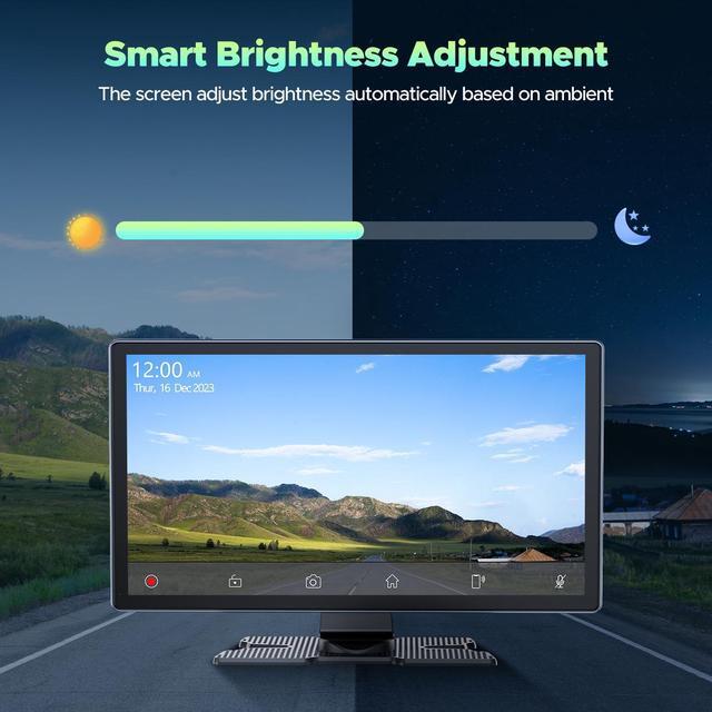 Alt view image 6 of 7 - LAMTTO 9'' Wireless Carplay Screen Portable Car Stereo with 4K Dash Cam, 1080P Backup Camera, Car Radio Receivers with Apple Carplay Android Auto, Mirror Link, Loop Recording, GPS Navigation