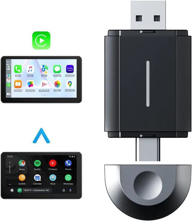 Main image of LAMTTO 2 in 1 Wireless CarPlay Adapter Android Auto Wireless Adapter Box, Car Dongle Converts Wired to Wireless Wired CarPlay Cars, Type-C/USB, Plug & Play
