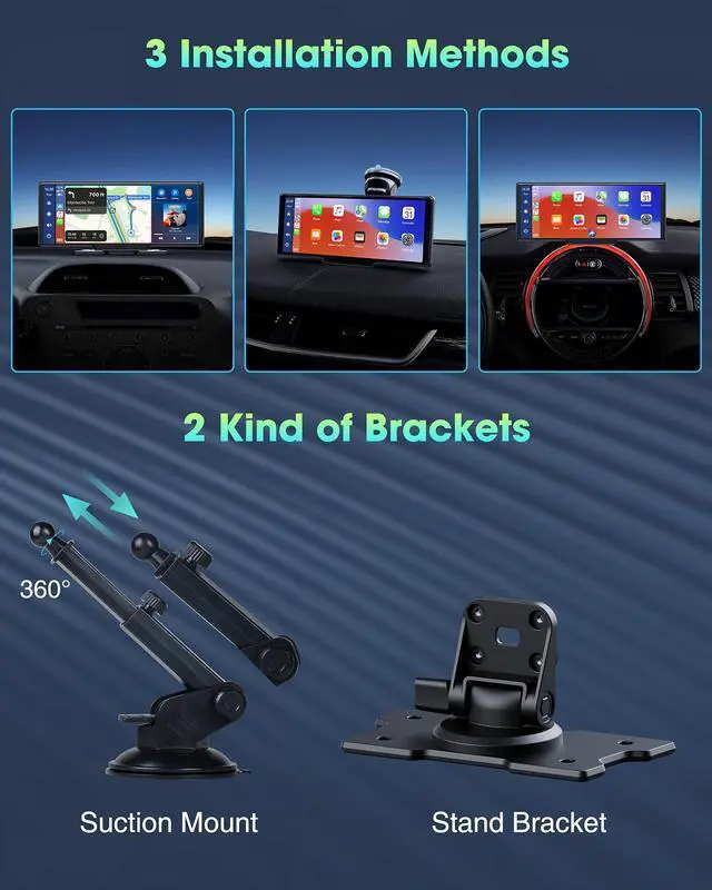 Alt view image 6 of 7 - CAMPARK Wireless Apple Carplay Car Stereo Receiver, Portable Carplay Screen GPS Navigation for Cars, 9.26 Inch Touch Screen Car Audio Receiver with Siri Assistant, Bluetooth