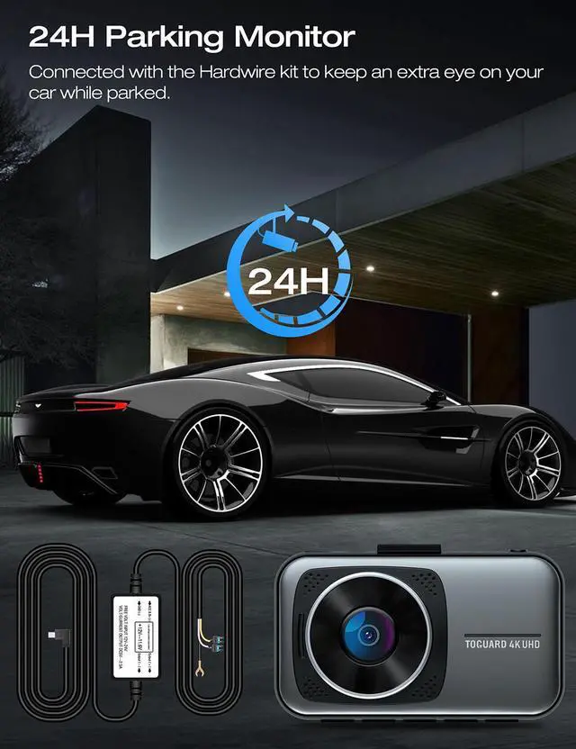 Alt view image 6 of 7 - CAMPARK 4K Dash Cam Front and Rear 3 inch Dual Dash Camera, with 1080P Waterproof Car Camera, Loop Recording, G-Sensor Function, Motion Detection, Parking Monitor, WDR