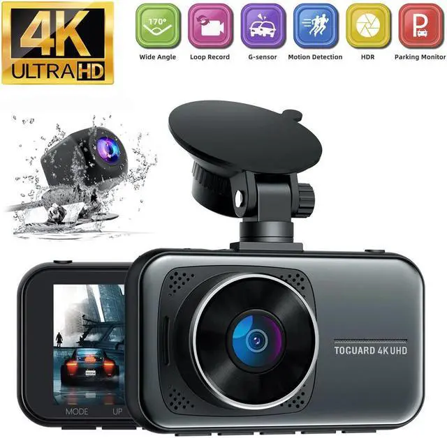 Main image of CAMPARK 4K Dash Cam Front and Rear 3 inch Dual Dash Camera, with 1080P Waterproof Car Camera, Loop Recording, G-Sensor Function, Motion Detection, Parking Monitor, WDR