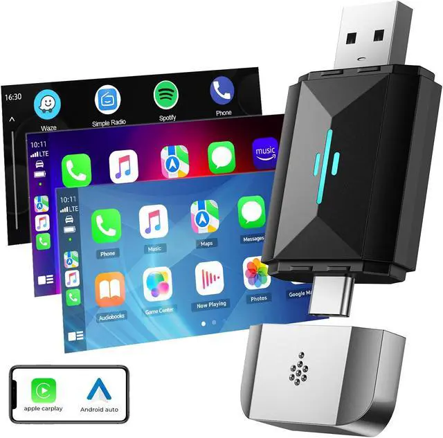Main image of Lamtto Wireless Carplay Adapter, 5.8 GHz Wifi Apple Carplay Wireless Adapter for Factory Wired CarPlay Plug and Play, iPhone iOS 10+