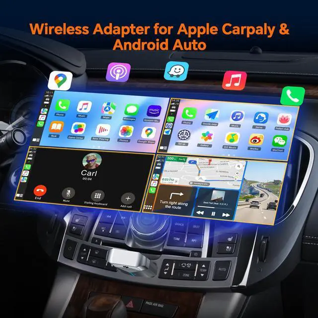 Alt view image 7 of 7 - Lamtto Wireless Carplay Adapter, 5.8 GHz Wifi Apple Carplay Wireless Adapter for Factory Wired CarPlay Plug and Play, iPhone iOS 10+