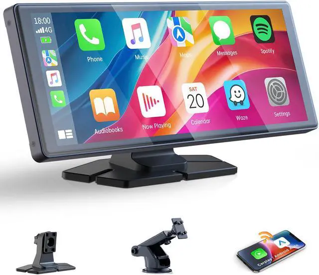 Main image of Lamtto 9.26 inch Wireless Apple Carplay and Android Auto,Portable Touch Carplay Screen for Car, with Bluetooth, FM, GPS Navigation, Siri/Google