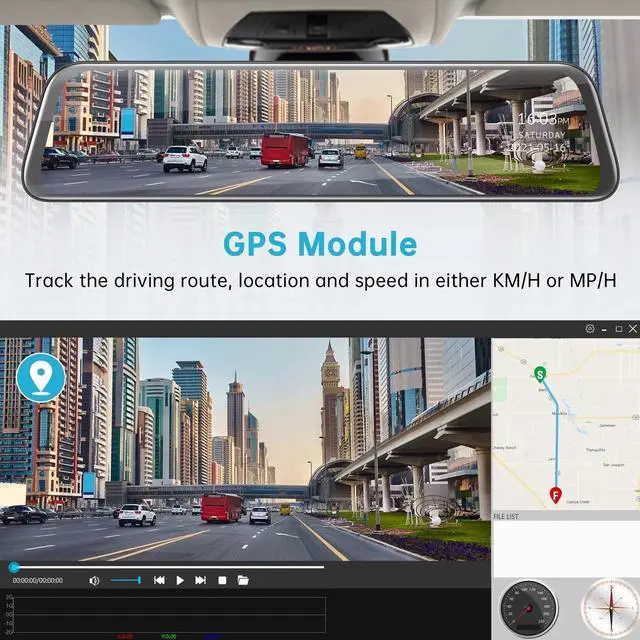 Alt view image 4 of 7 - CAMPARK 2.5K Mirror Dash Cam for Car, Dual Dash Camera Front and Rear w/12" Full Touch Screen, Rear View Mirror Camera, 1080P Waterproof Reverse Backup Camera, Parking Assist, Loop Recording, G-Sensor