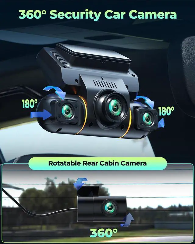 Alt view image 2 of 7 - LAMTTO 4 Channel Dash Cam Front and Rear Inside, 1080p FHD 360 Degree View Dash Camera for Cars Left Right, 24H Security Parking Monitor with Dashcam Hardwire Kit, IR Night Vision, Free 128GB Card
