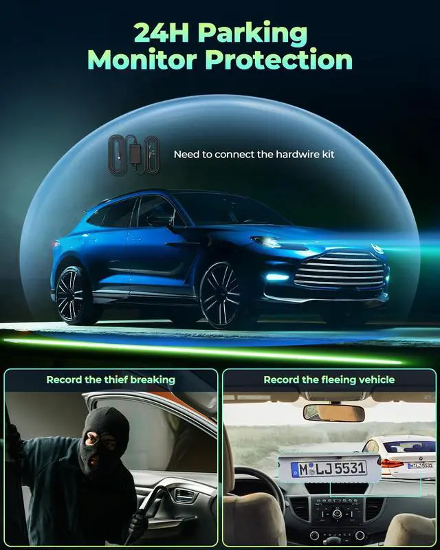 Alt view image 5 of 7 - LAMTTO 4 Channel Dash Cam Front and Rear Inside, 1080p FHD 360 Degree View Dash Camera for Cars Left Right, 24H Security Parking Monitor with Dashcam Hardwire Kit, IR Night Vision, Free 128GB Card
