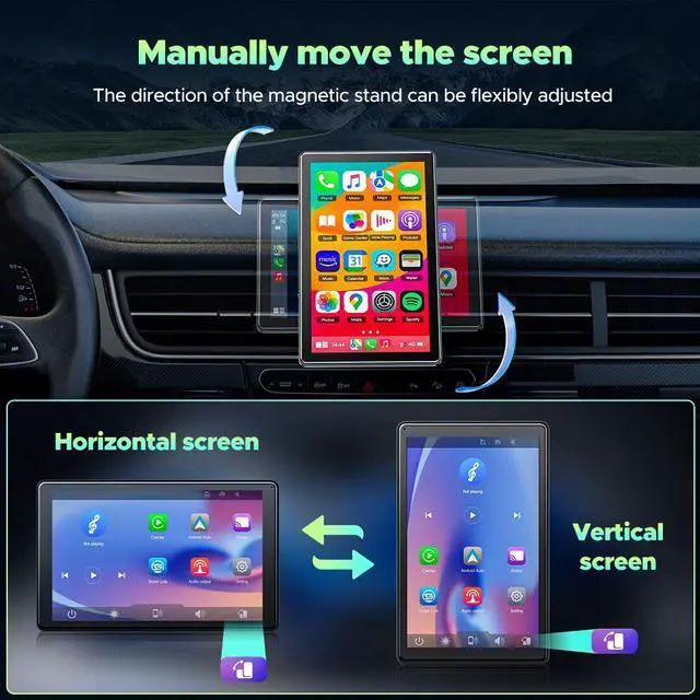 Alt view image 3 of 7 - Lamtto 7 inch Wireless Apple Carplay and Android Auto,Portable Touch Carplay Screen for Car, with Bluetooth, FM, GPS Navigation, Siri/Google