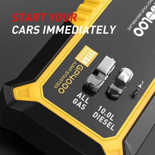 Alt view image 2 of 7 - 4000A Peak GOOLOO SuperSafe Car Jump Starter (All Gas, up to 10.0L Diesel Engine) 12V Auto Battery Jumper Booster + USB Quick Charge and Type C Port, Portable Power Pack for Trucks, SUVs
