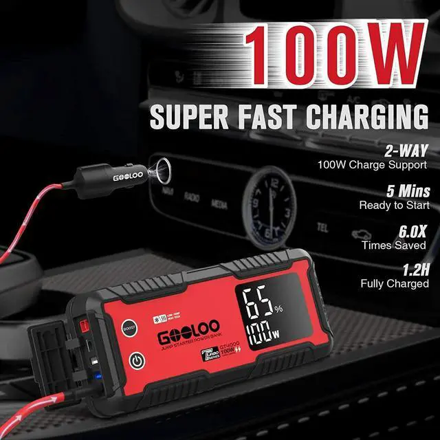 Alt view image 3 of 7 - GOOLOO 4000A  Auto Jump Starter 26800mAh Portable Power Bank 12V Engine Booster Pack Jumper Box with -40 Pre-Heating Tech